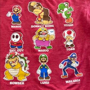 Red Nintendo SUPER MARIO Character T-Shirt large 10-12